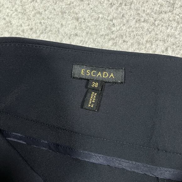 Escada Pants Womens 38 Blue Dress Straight Leg Trousers Preppy Designer - Picture 3 of 16